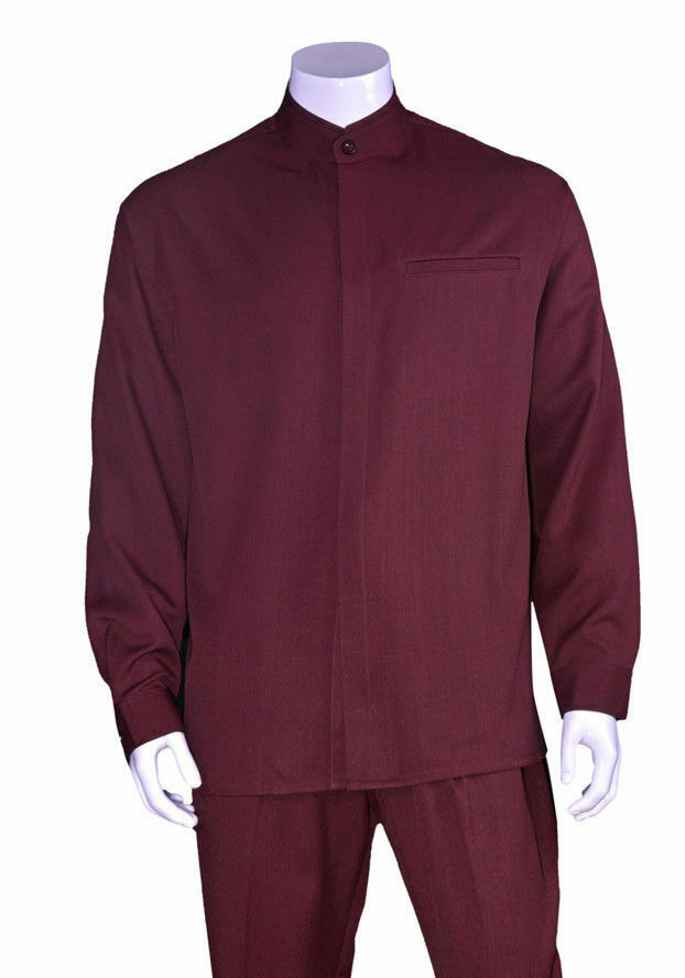 Men's 6 Button Two Piece Mandarin Banded Collar Cream Long Jacket - Men's Preaching Jacket main image 1