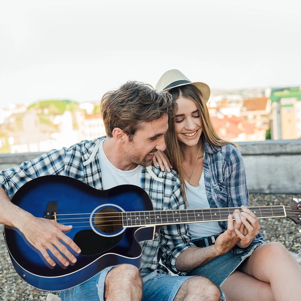 Glarry School Band Electric Acoustic Bass Guitar 44.5 Inch Rosewood With Bag