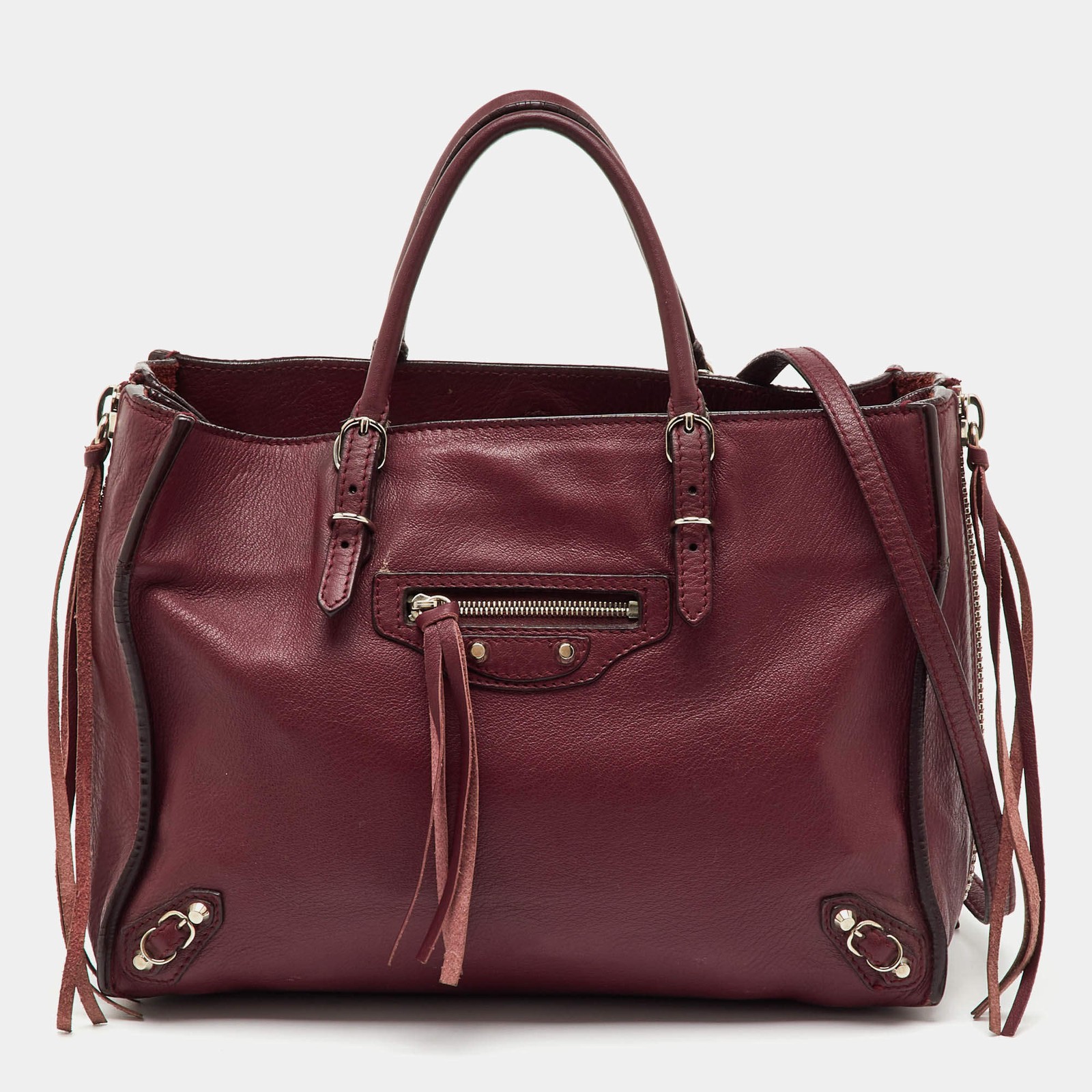 Balenciaga Pourpre Veau Leather Papier A6 Side Zip Tote
