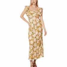 Madewell Yellow Floral Ruffle Sleeve Sundress Square Neck Size 4