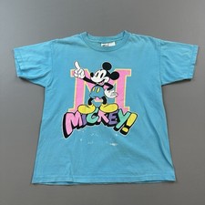 Vintage Mickey  Co Shirt Kids Large Blue Mickey Mouse Graphic 90s