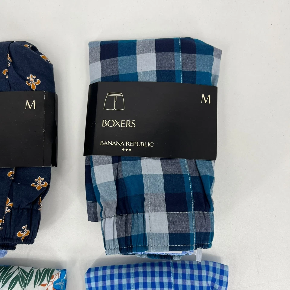 批量 4 件 Banana Republic 拳击手 男式 M 码 蓝色 100% 棉 全新 全新带标签 — 第 3/4 张图片