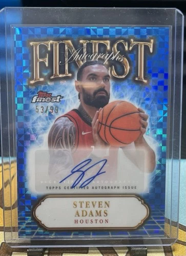 Steven Adams 2023-24 Topps Finest Autographs Blue Refractor /99 Rockets Auto