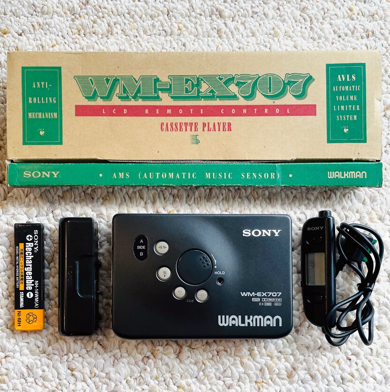 [FULL SET] Sony EX707 Walkman Cassette Player, EX BLK ! Working : ) #3581