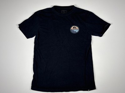 Quiksilver T Shirt Women M Blue Graphic Print Surf Skate Beach Back Logo Tee