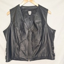 Wilsons Leather Womens XL Maxima Moto Biker Vest Front Zip Medium Y2K 90s Style