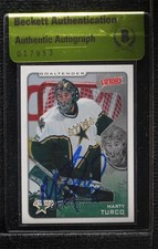 BAS 2001-02 Upper Deck Victory Marty Turco #118 Beckett Auth Sticker Auto 3c7
