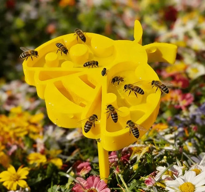 Bienenwasser Futterhaus Gartenpfahl für Bienen & Bestäuber Nektartrinkstation