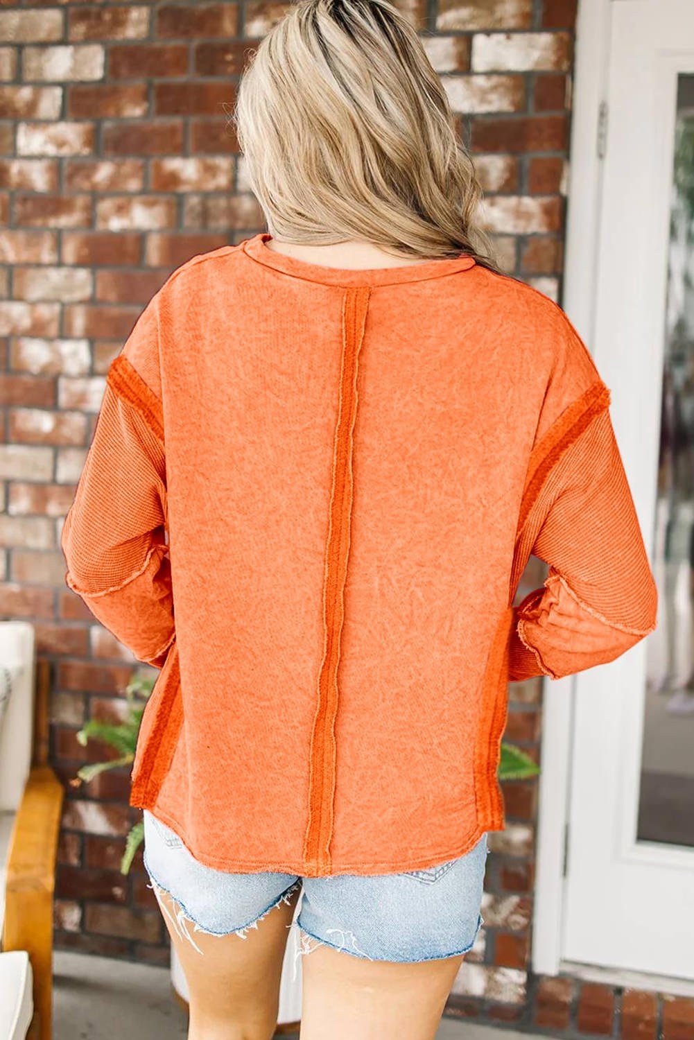 Orange Exposed Seamed High Low Raw Edge Sweatshirt Orange Exposed Seam UK 22 24 image 2