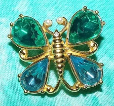 MINTY!!   signed TRIFARI TM Lucite butterfly shaped pin--OMG!!!