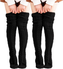 1 PAIRS Winter Knitted Socks Women Female Warm Over-Knee Stockings Extended Stac