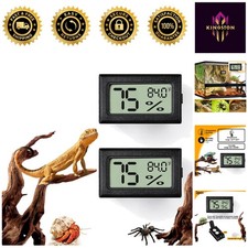 Compact Digital Thermometer and Humidity Gauge - 2 PCS for Reptile Habitats