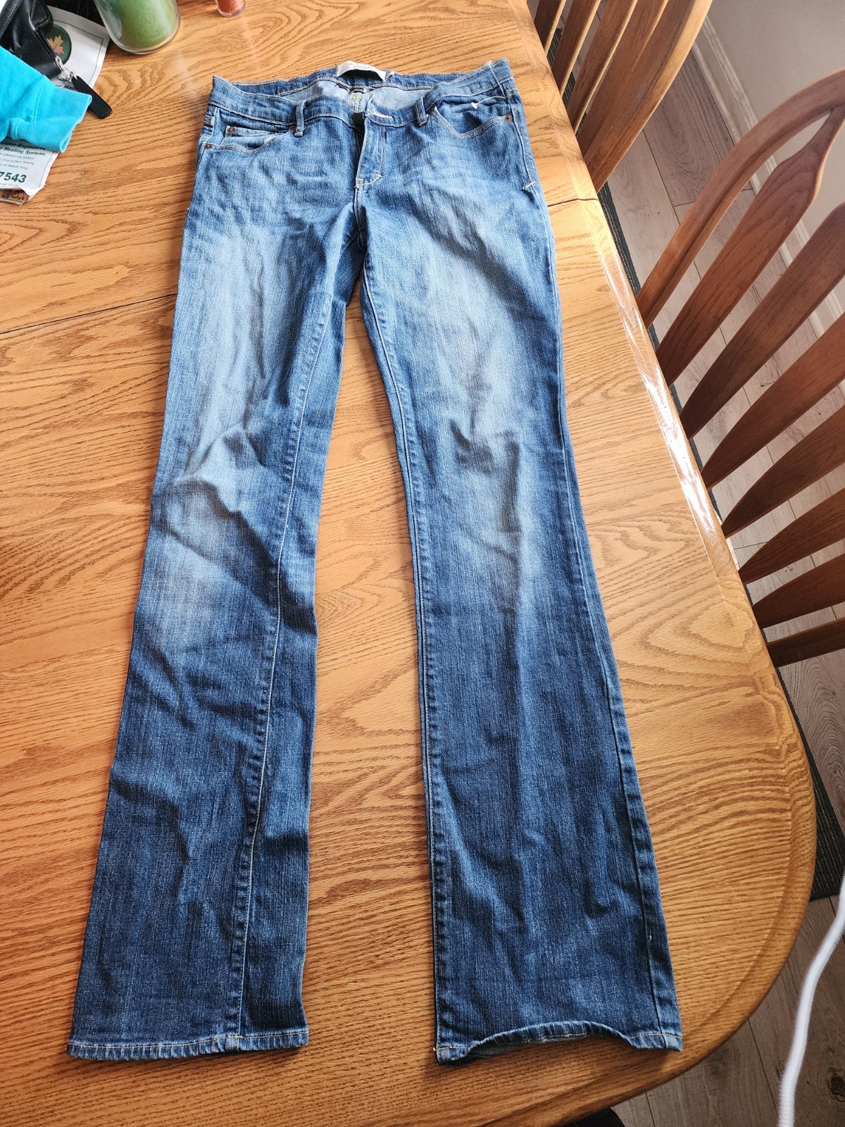 Abercrombie & Fitch Bootcut Denim Jeans Blue Button Zip Pockets Medium Wash Str…