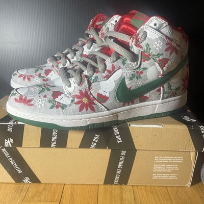 Nike SB Dunk High PRM Concepts Ugly Christmas Sweater Grey Size 9.5 Men's