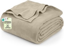 Utopia Bedding Ivory 100% Cotton Blanket [Que...