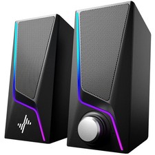 Elegant 2-Channel Computer Speakers with Unique Lighting & Plug and Play Design