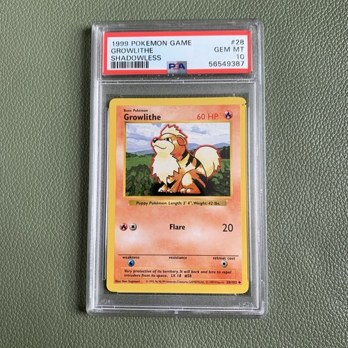 Growlithe (Shadowless) graded PSA 10 for sale on eBay