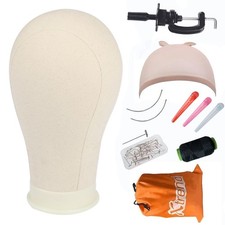 21"-24" Canvas Block Mannequin Head for Making Weft/Wig/Hair Extension, Displ...