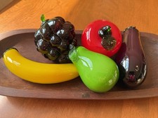 Vintage Murano Style Blown Glass Fruits Vegetables Set of 5