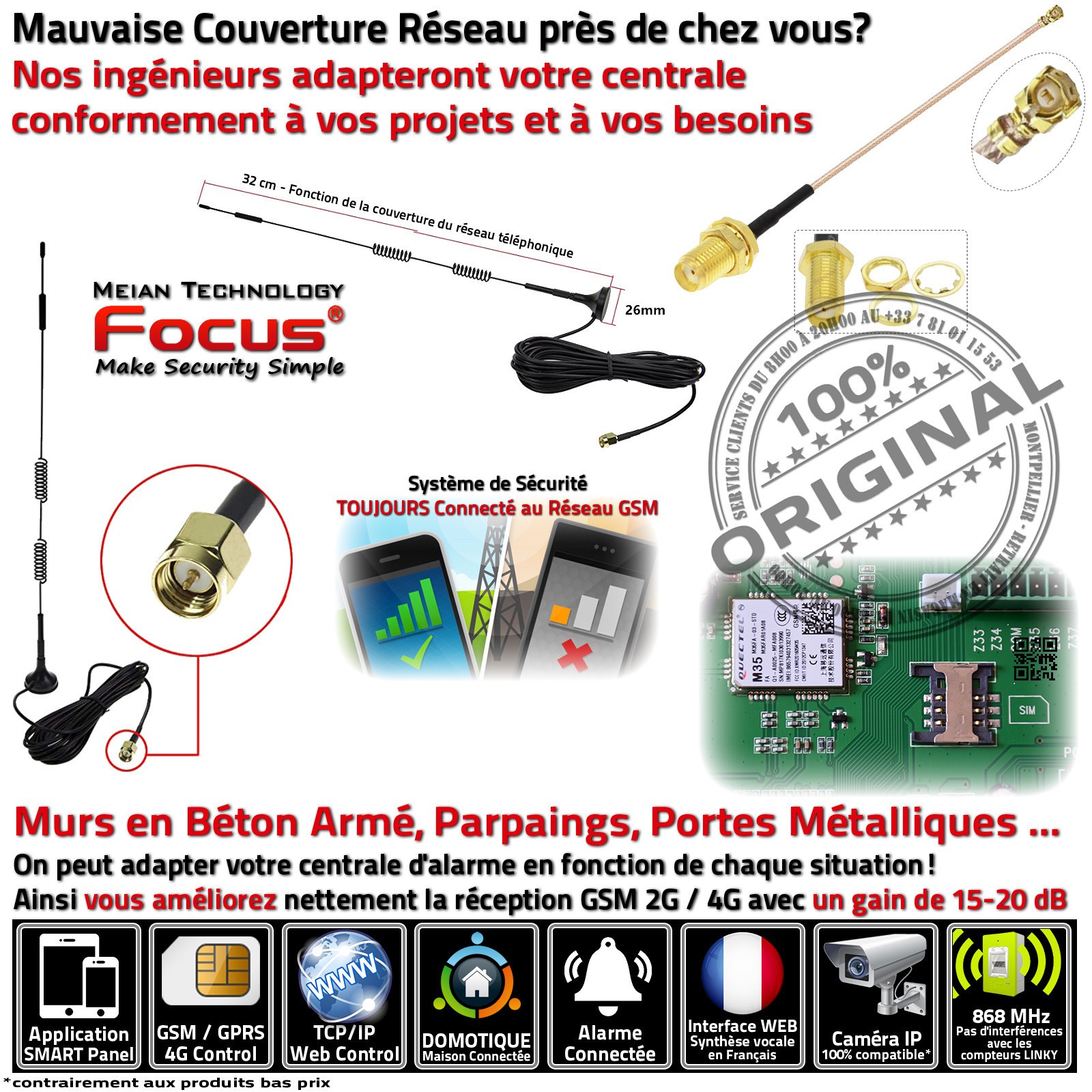 Répéteur GSM Haute Performance en Aluminium pour Bureaux d'Exception et Cabinets de Conseil