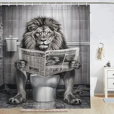 Funny Lion Shower Curtain, Fancy Humor Leo 72"W x 72"L Pack of 1 White Black