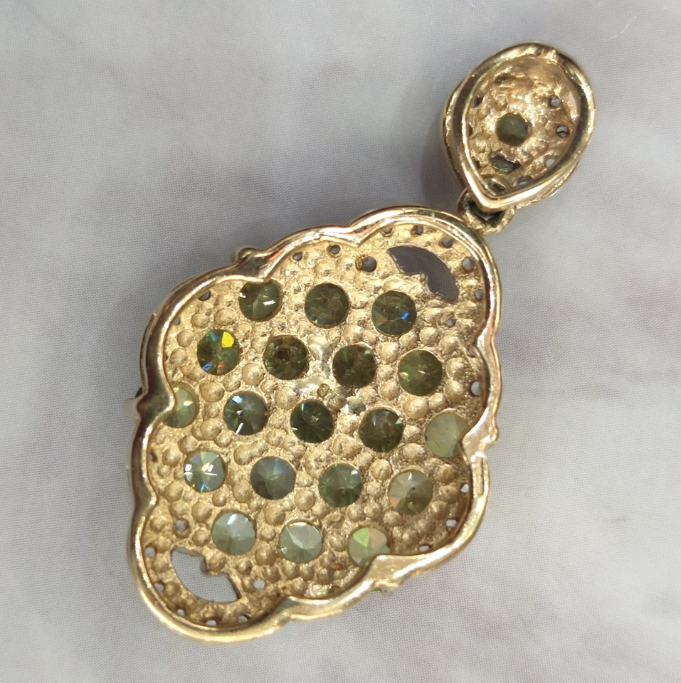 9ct Yellow Gold Pendant Peridot and Diamond Stones Hallmark Size 37mm x 20mm - Image 2 of 4