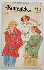 VTG 70s Butterick Sew Pattern 4444 Misses Loose Fit Yoked Tops Shirts Sz 14 CUT