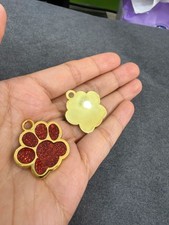 Personalized Pet ID Tag Engraved Dog Cat Name Collar Tag Paw Glitter Alloy Penda
