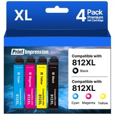 Remanufactured Replacement for Epson 812XL Ink Cartridges Combo Pack