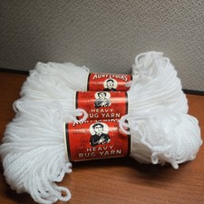 3 Vintage Aunt Lydia's Heavy Rug Yarn Skeins 100 Polyester 60 Yds 805 White