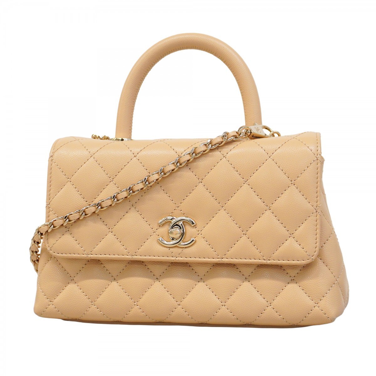 Chanel Coco Handle Chain Shoulder Bag in Champagne Gold 222826