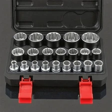 21pcs Spline Socket Set Metric 12 PT Point 1/2" Dr Gear Wall Rounded 8-36mm US