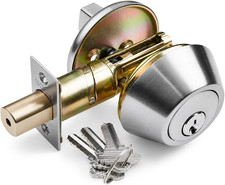 Deadbolt Lock Heavy Duty Commercial Satin Chrome 6-Pin Single Cylinder Grade 2