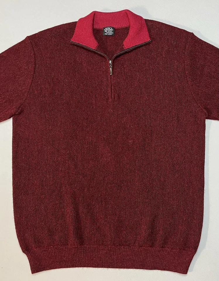 Suéter masculino Alpaca Golf Inca Fashions tamanho G puro peruano alpaca 1/4 zíper em excelente estado usado - Imagem 4 de 4