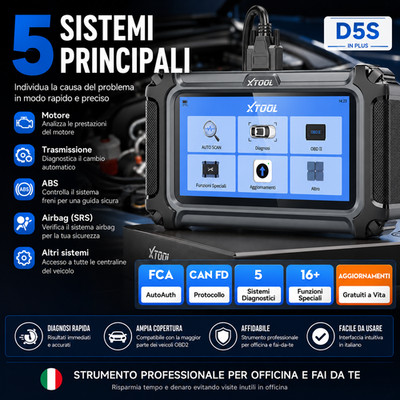 XTOOL D5S Diagnosescanner: Autoscanner OBD2 ABS SRS für Motor, Getriebe