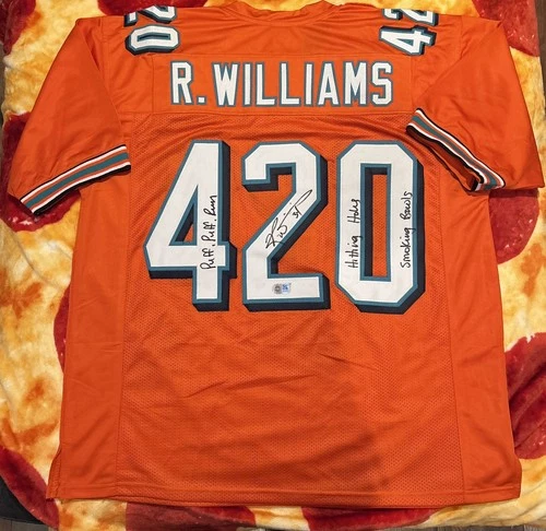 Ricky Williams Autographed NFL Miami Dolphins 420 Orange Jersey with SWAU COA