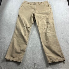 Duluth Trading Co Flex Fire Hose Relaxed Fit Work Pants Tan Khaki Mens 36x32