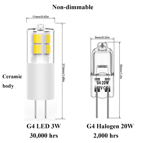 G4 LED Bulb 12V Daylight White 5000K JC Bi-Pin Base Light Bulbs LED G4 3W, 20... - Picture 2 of 4