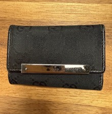 Gucci Key Holder GG Canvas And Leather Black Authentic