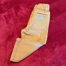 Carhartt Kids Brown Canvas Carpenter Pants 12M Elastic Waist Utility Trousers