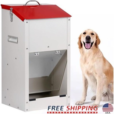 Automatic Dog Feeder Gravity Door Galvanized Steel Large Capacity Pet Dispenser