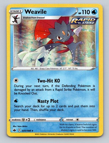 Weavile 031/198 Holo Rare Chilling Reign Pokemon Moderately Played
