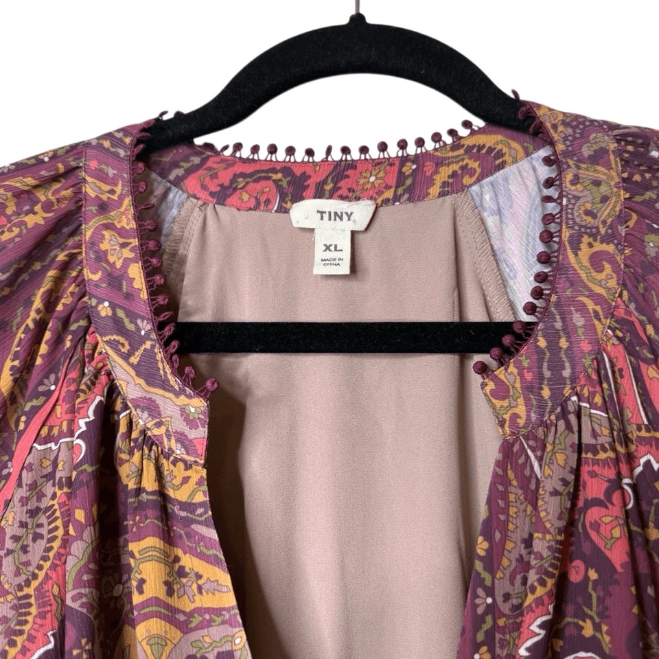 Anthropologie Tiny Odetta Paisley Long Slv Dress Sz XL Upscale Boho, Occassion - Image 4 of 4