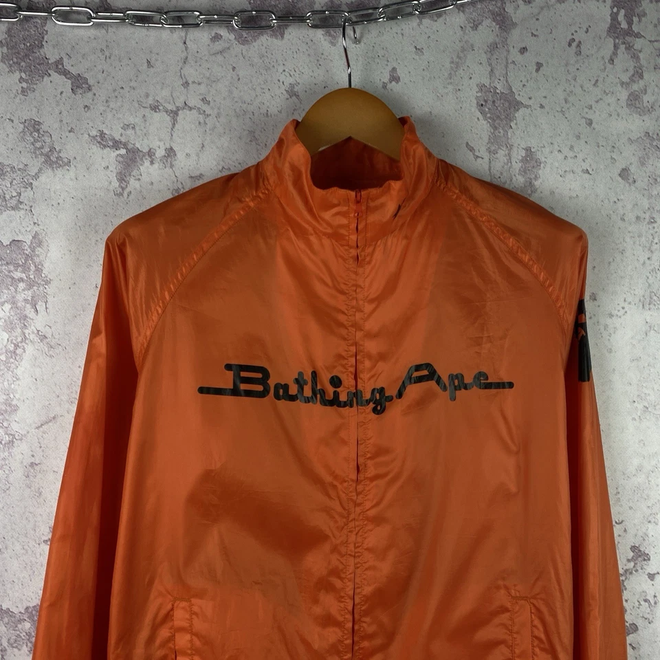 Vintage Bape Bathing Ape Windbreaker Jacket Men’s Y2K Orange Big Logo Size S - Image 2 of 4