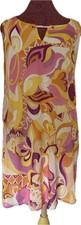 Tacera Women’s Dress Sleeveless Pink Orange Floral Lined Keyhole Size 1X