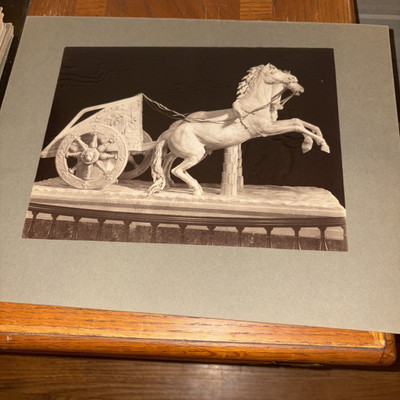 Vintage La Biga 2 Horse Chariot Roman Sculpture Photo Italy Vatican Museum Rome