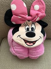 Disney Minnie Mouse Pink Plush Fleece Blanket w/ Polka Dot Bow Face 2013