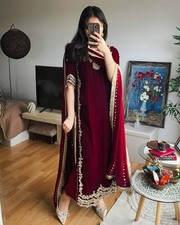Red Viscose Velvet Palazzo Kurta Suit Set In Heavy Work Embroidery Work