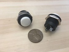 2 Pieces White small N/O Momentary 16mm push button Switch round 12v on off C6