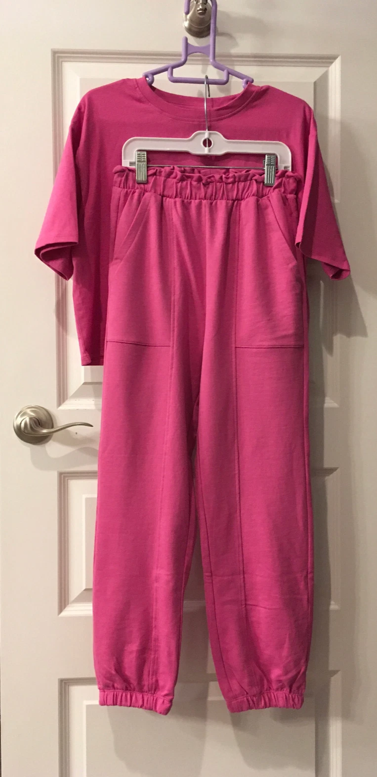 New Zara Girls Cotton 2-Piece Set: Crew Neck T-Shirt & Joggers Girls Pink 13/14